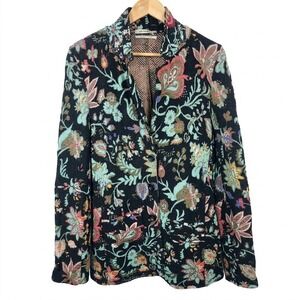 Aldo‎ Martins Anthropologie Floral Knit Blazer Jacket Size Medium Boho Chic